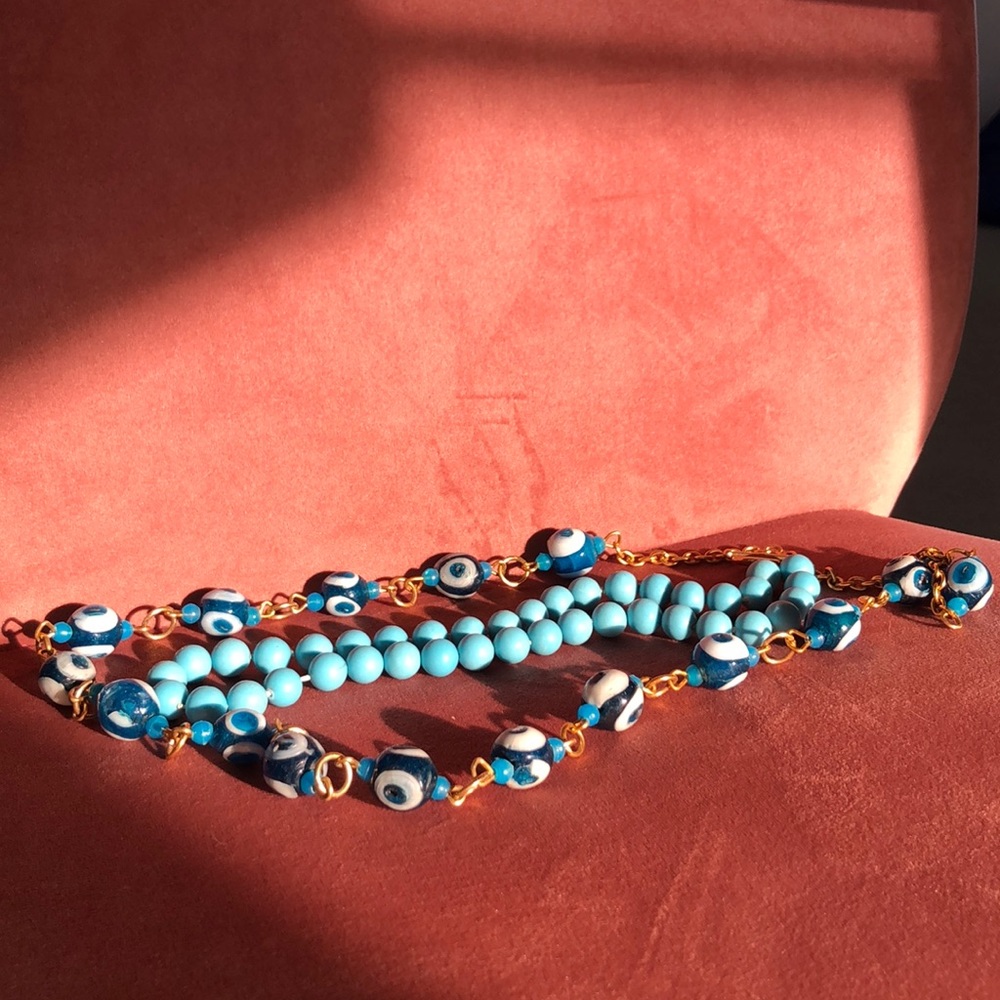 (2) Necklaces, Turquoise and Evil Eye